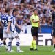 SAN SEBASTIAN, SPAIN - SEPTEMBER 13: Match referee Jesus Gil Manzano gestures towards Dean Huijsen of Real Madrid during the LaLiga EA Sports match between Real Sociedad and Real Madrid CF at Reale Arena on September 13, 2025 in San Sebastian, Spain. (Photo by Juan Manuel Serrano Arce/Getty Images)