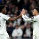 Aurelien Tchouameni and Kylian Mbappe of Real Madrid