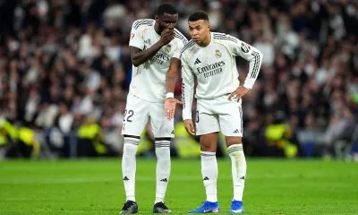 Antonio Rudiger and Kylian Mbappe of Real Madrid
