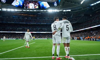 Jude Bellingham and Federico Valverde of Real Madrid