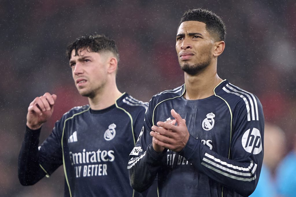 Jude Bellingham and Federico Valverde of Real Madrid
