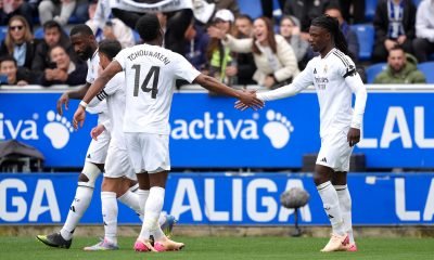 Aurelien Tchouameni and Eduardo Camavinga of Real Madrid