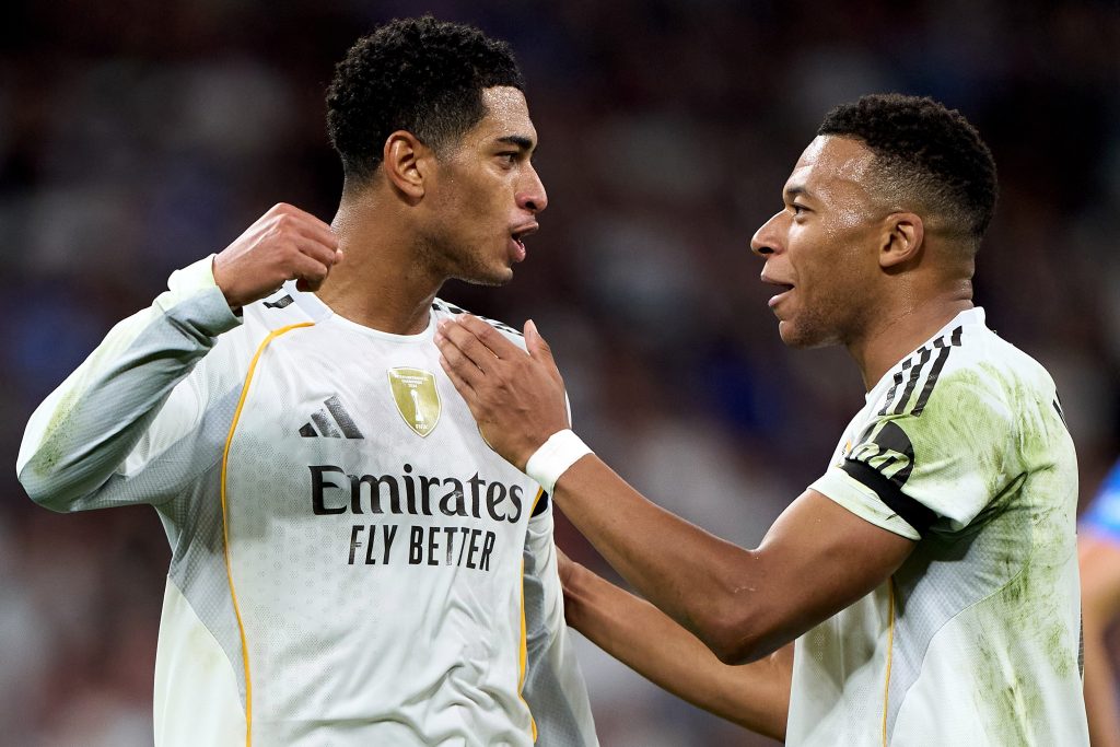 Jude Bellingham and Kylian Mbappe of Real Madrid