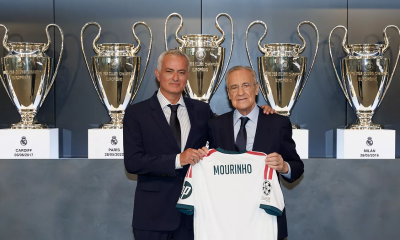 Jose Mourinho and Florentino Perez of Real Madrid