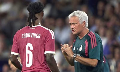 Eduardo Camavinga and Jose Mourinho of Real Madrid