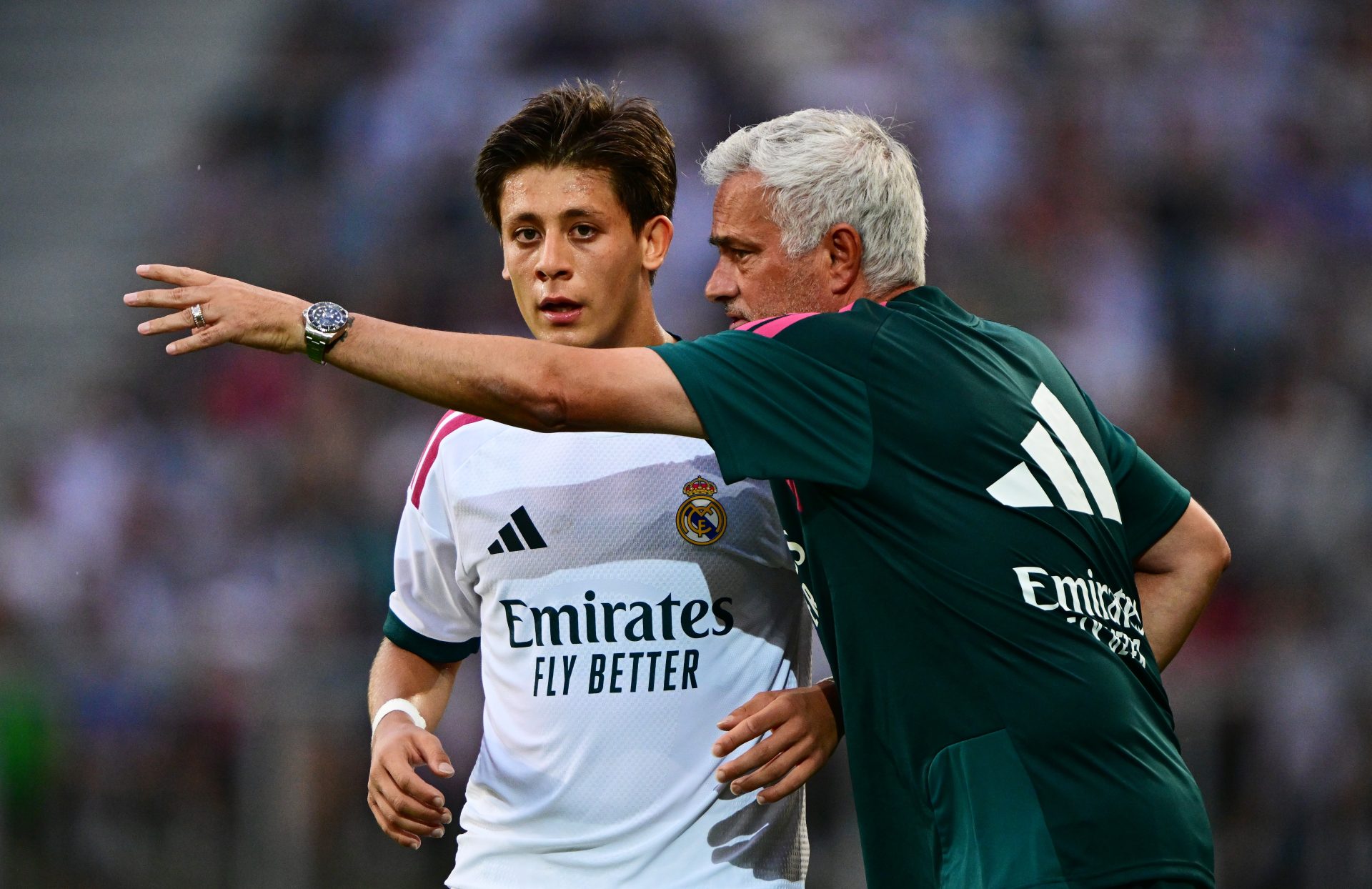 Arda Guler and Jose Mourinho of Real Madrid