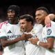 Brahim Diaz, Yan Diomande, and Kylian Mbappe of Real Madrid